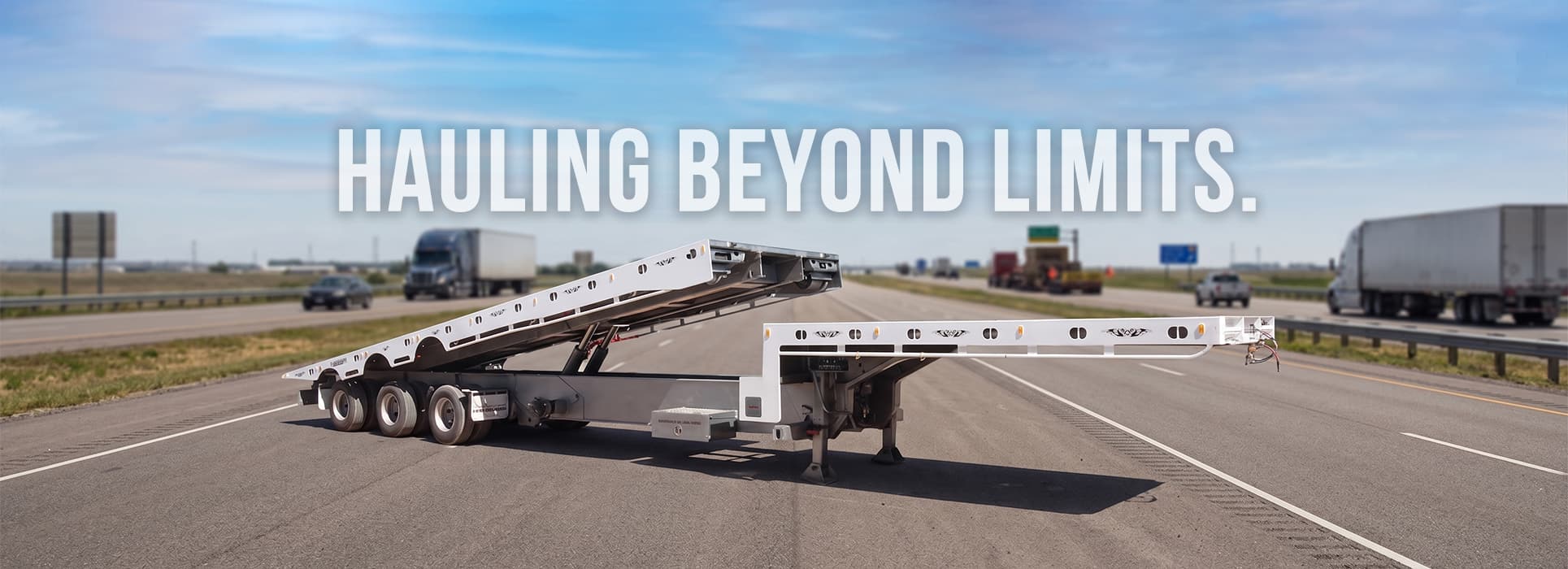 Freightmore flat-top trailer on the highway — Hauling beyond limits.